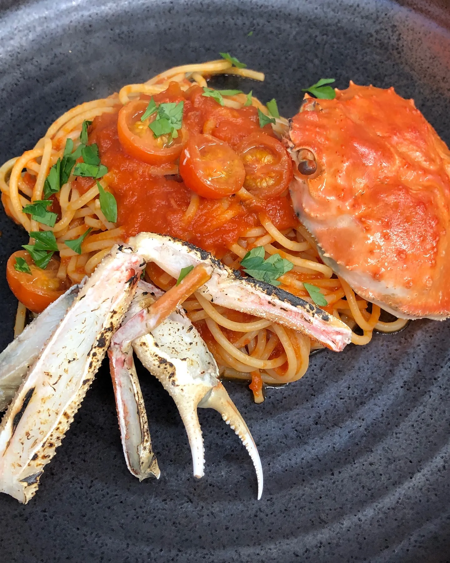 焼きカニのトマトクリームパスタ🍝